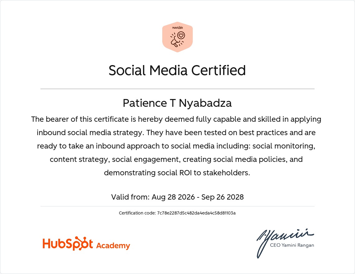Social Media Certificate